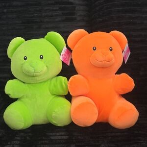 Plush Teddy Bear Set - Green and Orange
